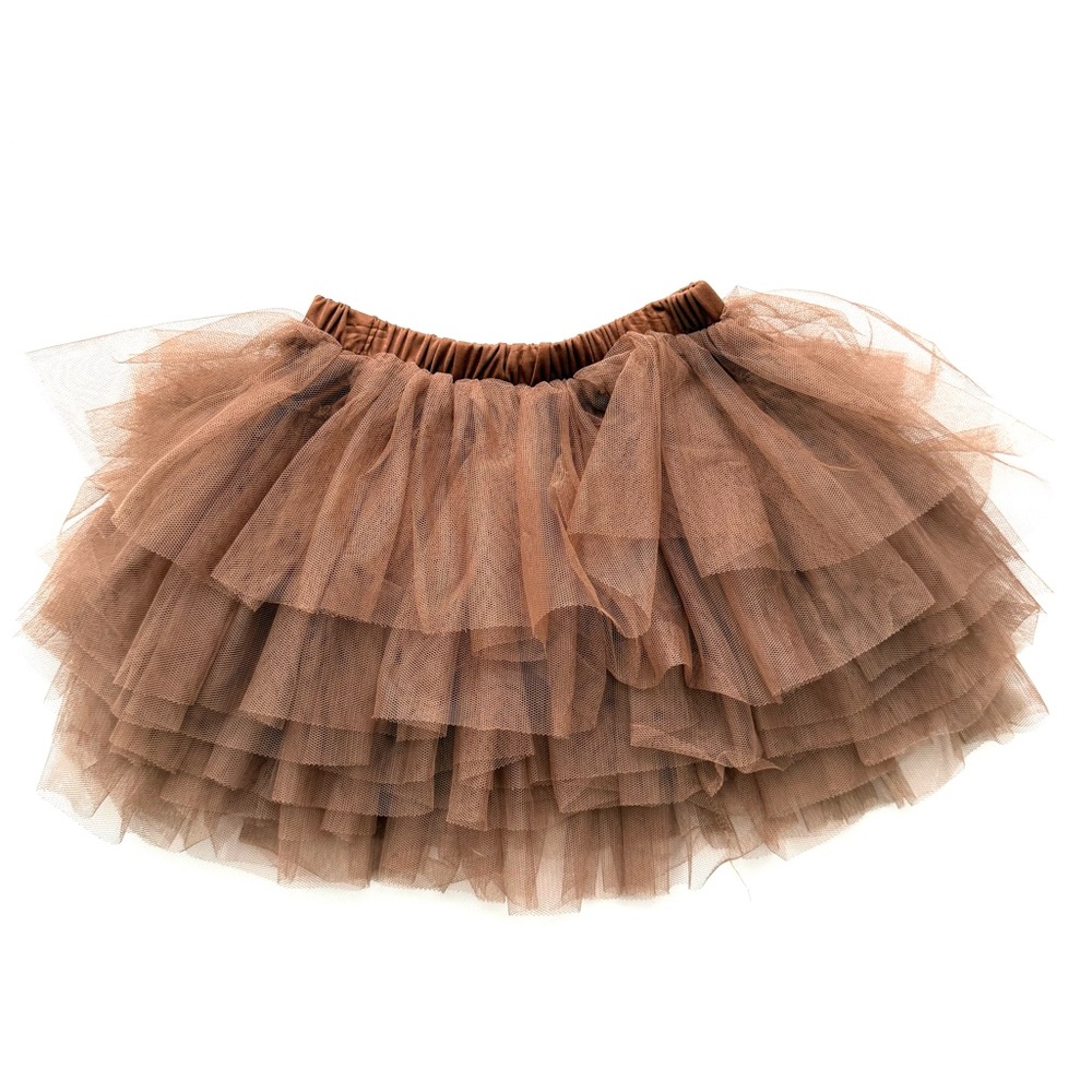 Brown Tiered Tulle Tutu Skirt - Girls Size 4-5T
